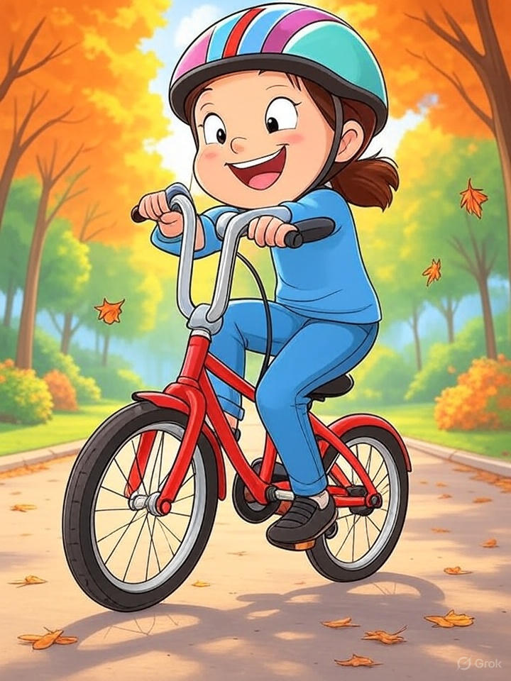 Girl riding bicycle in park