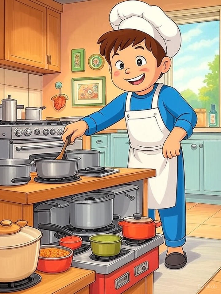 Man cooking in kitchen